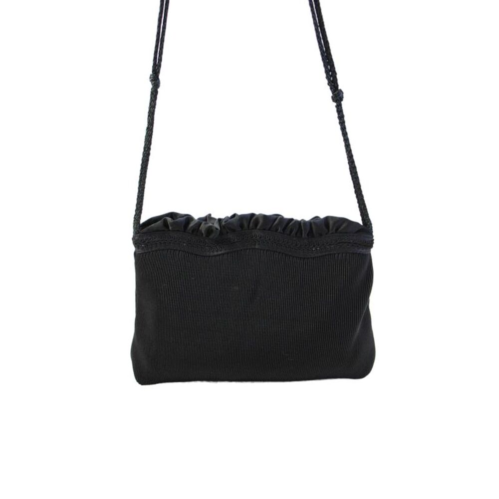 La Regale Womens Ribbed Convertible Shoulder Bag Black - Picture 1 of 7